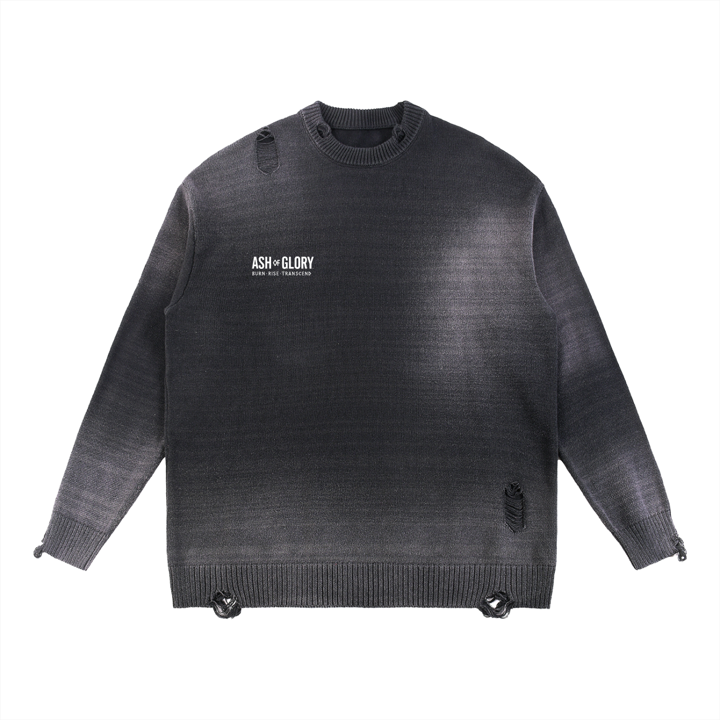 Sun Fade Distressed Ripped Crewneck sweater