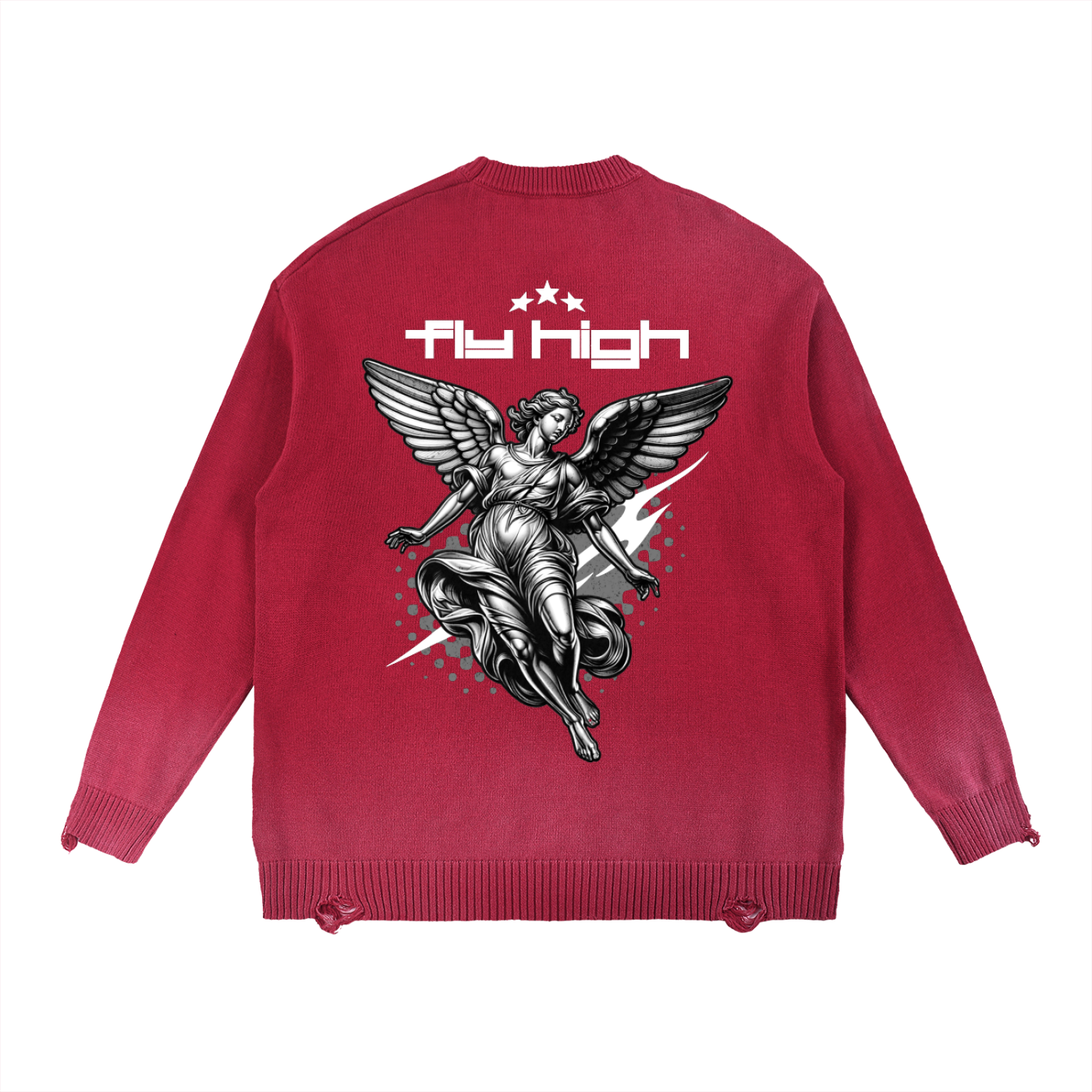 Sun Fade Distressed Ripped Crewneck sweater