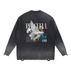 Sun Fade Distressed Ripped Crewneck sweater
