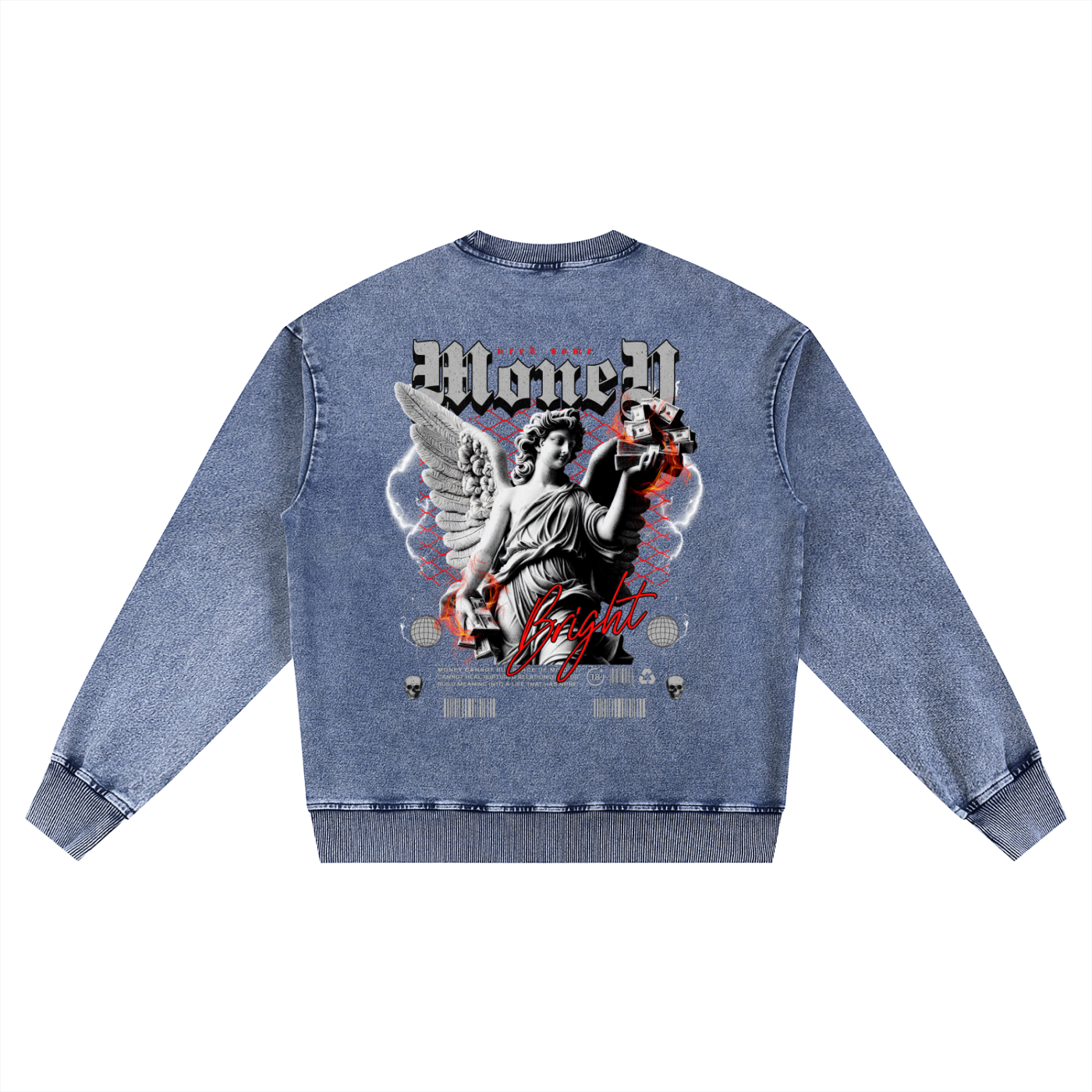 Snow Wash Oversized Crewneck Sweatshirt