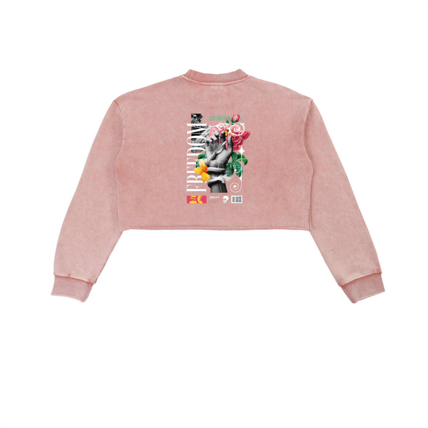 Snow Washed Raw Edge Cropped Sweatshirt - WOMEN