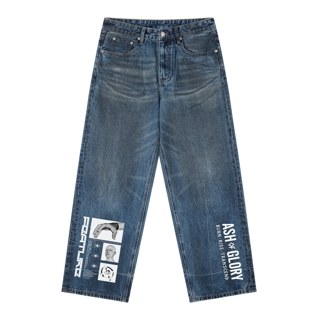 Vintage Wash Baggy Denim Jeans