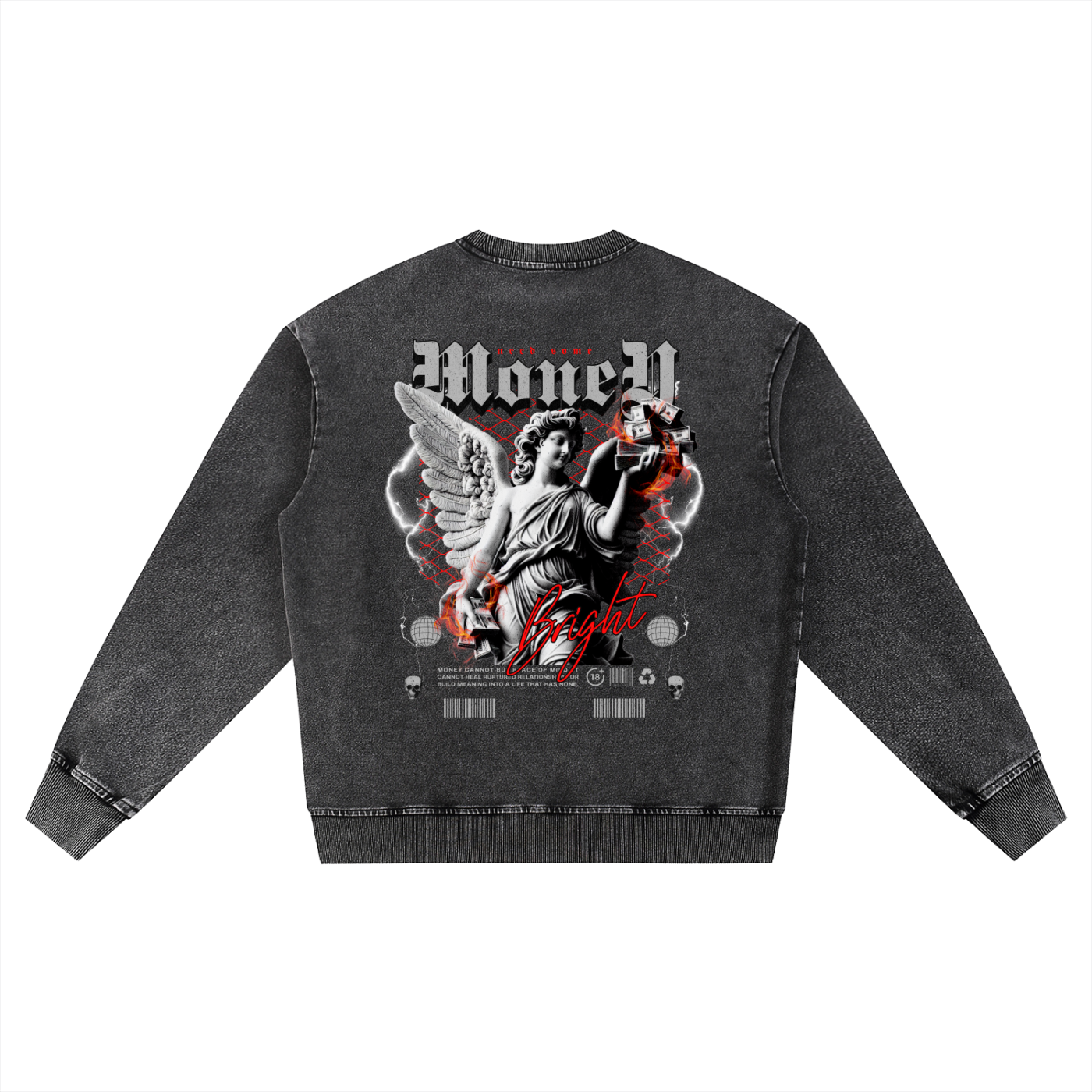 Snow Wash Oversized Crewneck Sweatshirt