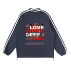 Contrast Striped Lapel Collar Sweatshirt