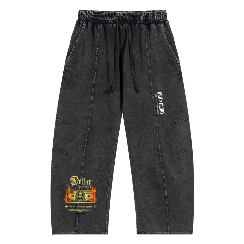 Snow Wash Drawstring Cotton Pants