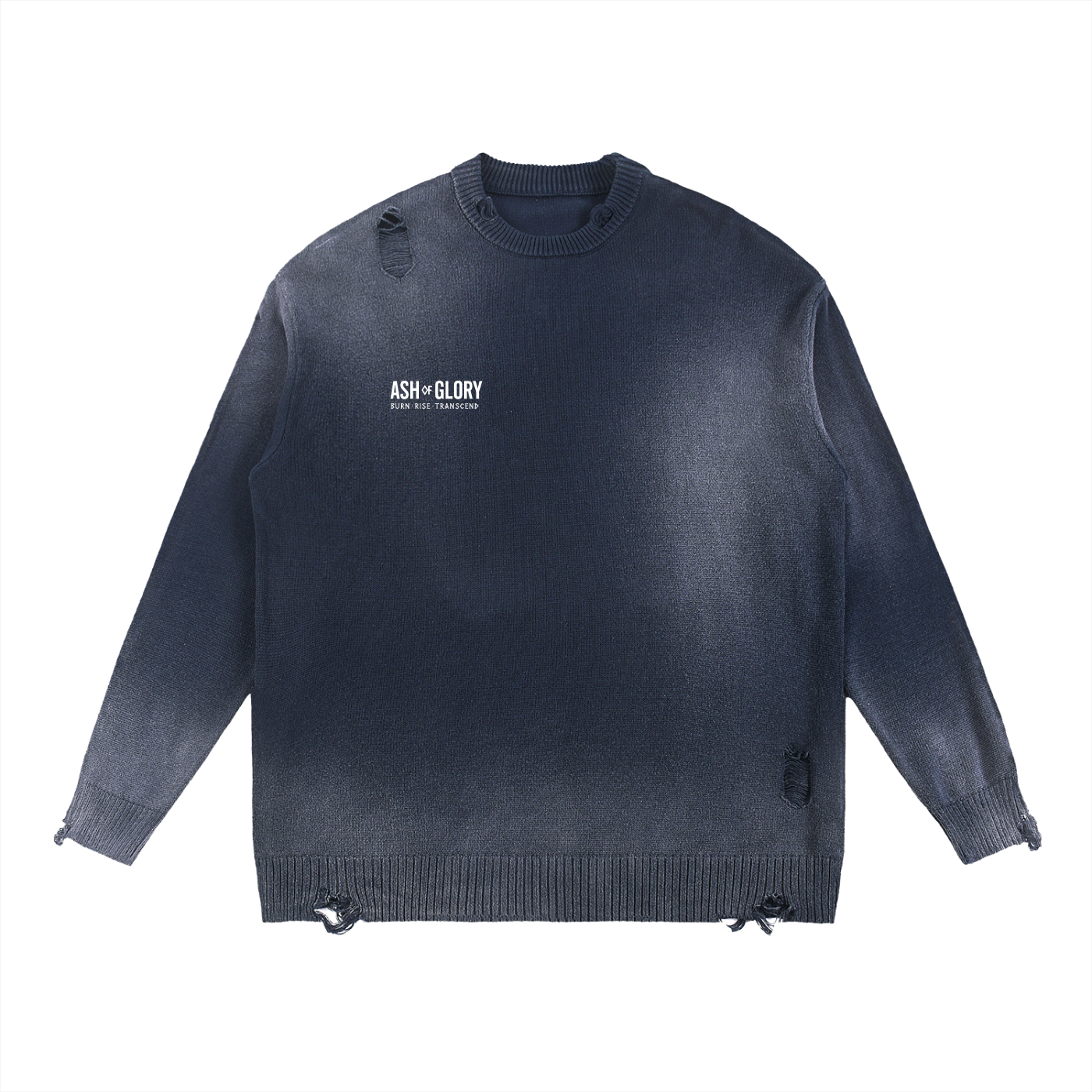 Sun Fade Distressed Ripped Crewneck sweater