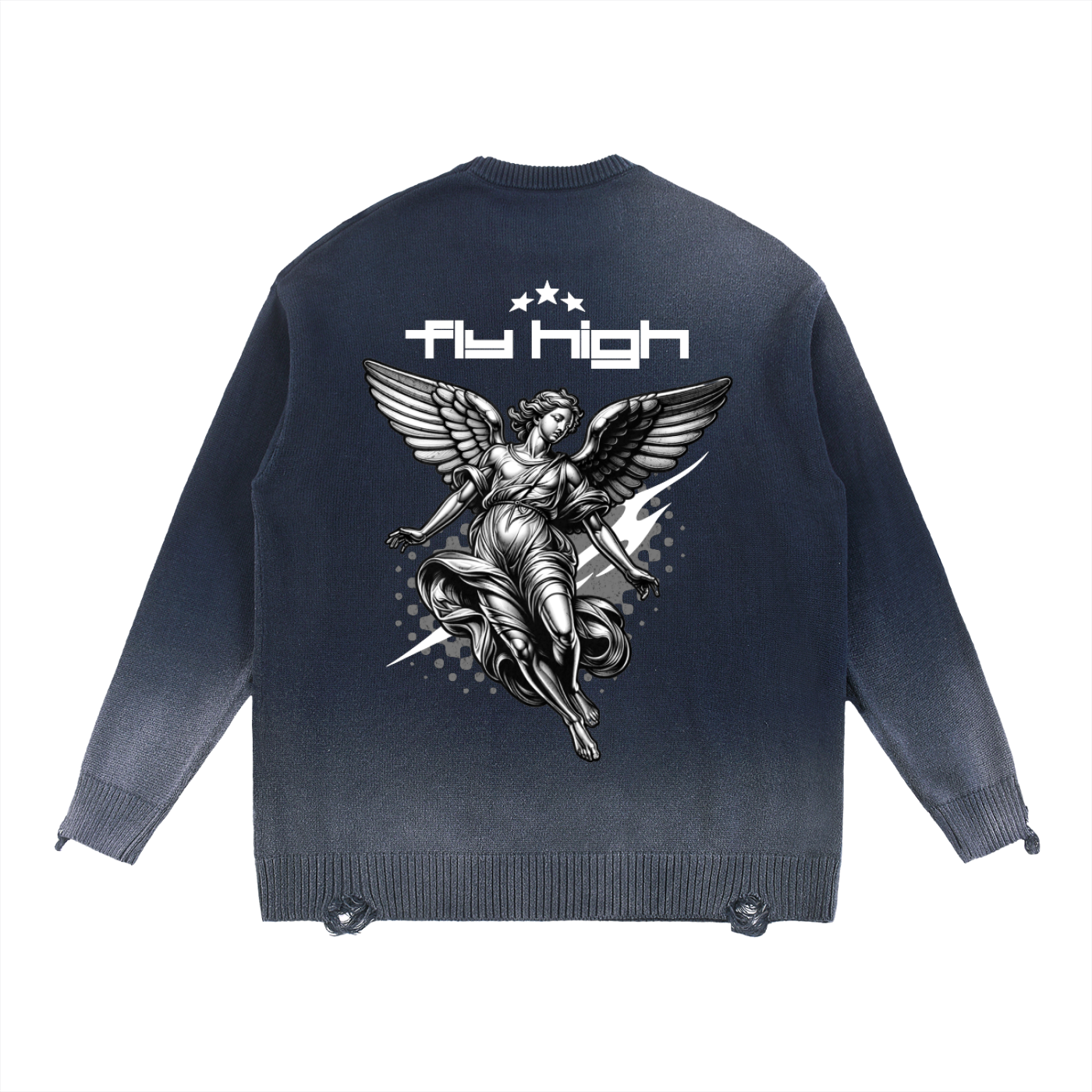 Sun Fade Distressed Ripped Crewneck sweater