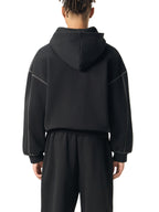 Contrast-Stitched Boxy Fleece Zip Hoodie