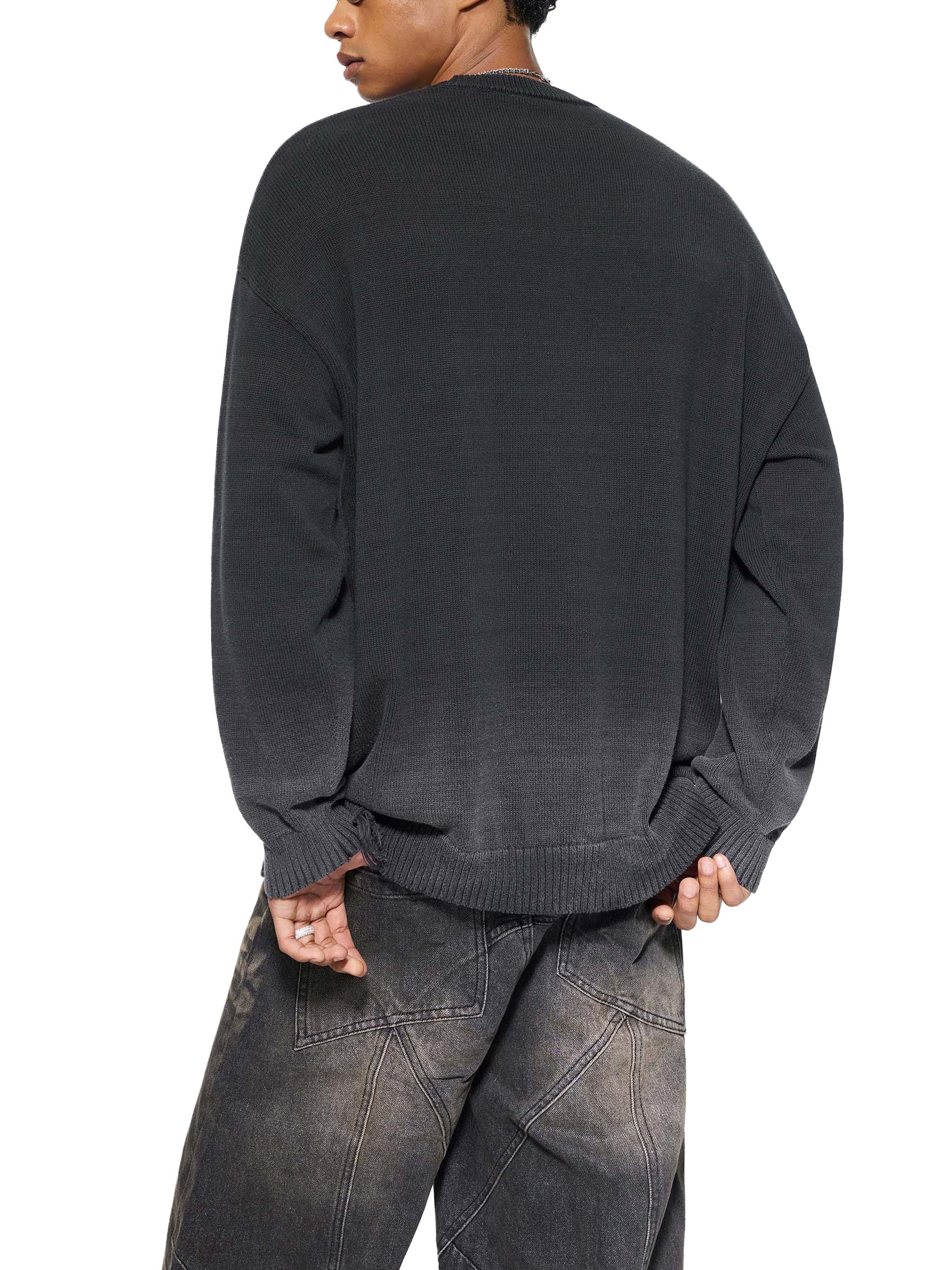 Sun Fade Distressed Ripped Crewneck sweater